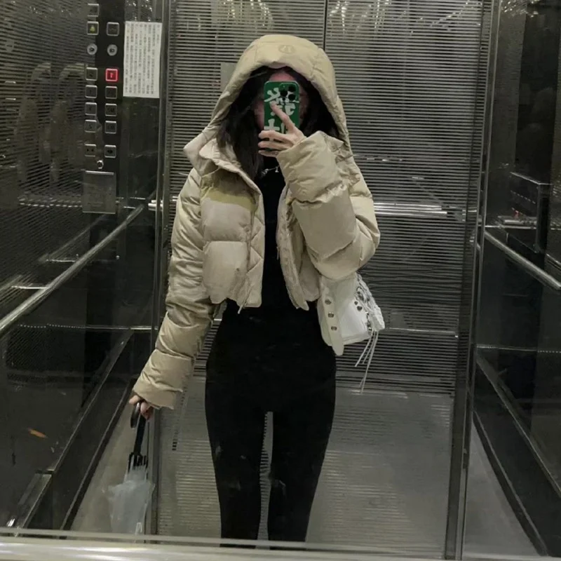 LULU Original Label Wunder Puff Three-Box Daunenjacke mit Kapuze, ultraleichter kurzer Entendaunen-Damenmantel, warm, sportlich, lässig