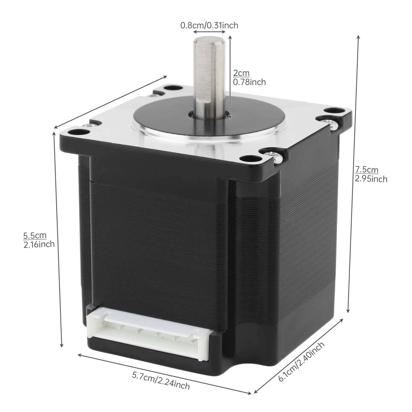 

Nema 23 Stepper Motor 55mm Body 117.7N.cm 4.5A 8mm-Shaft 2-Phase 4-Wire 1.8-Deg for DIY CNC Mill/3D Printer with XH2.54 Cable