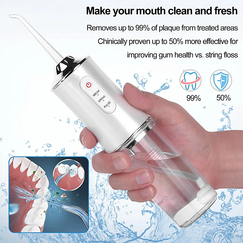 Miệng Irrigator 3 Chế Độ Sạc USB Nha Khoa Nước Flosser Chống Nước Nha Khoa Nước Đầu 240ML Nước Răng Bụi