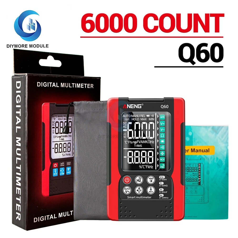 Q60 Multimeter Digital Multimeter Cerdas Tahan Bakar Presisi Tinggi