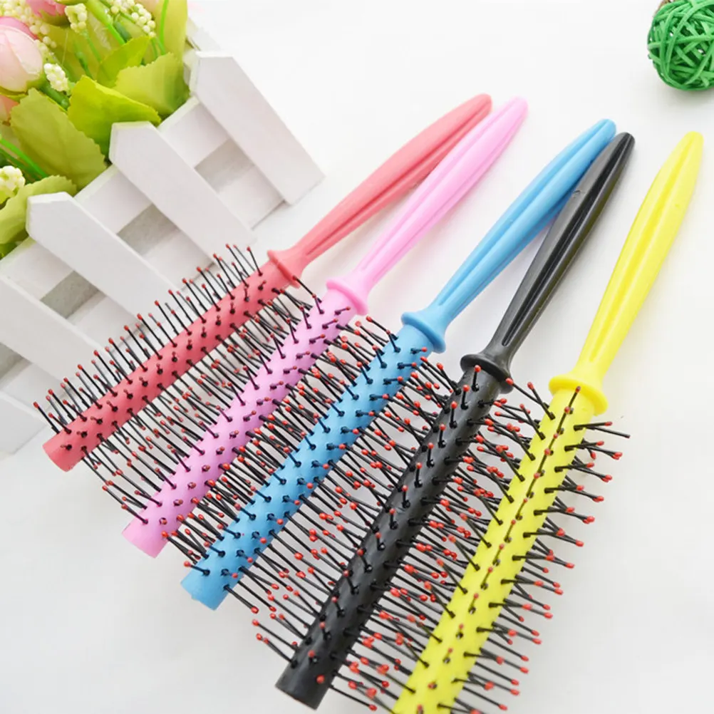 

Plastic Roll Comb for Curly Hair Styling Round Bristles Easy Detangling Brush Comb for Natural Waves and Volume