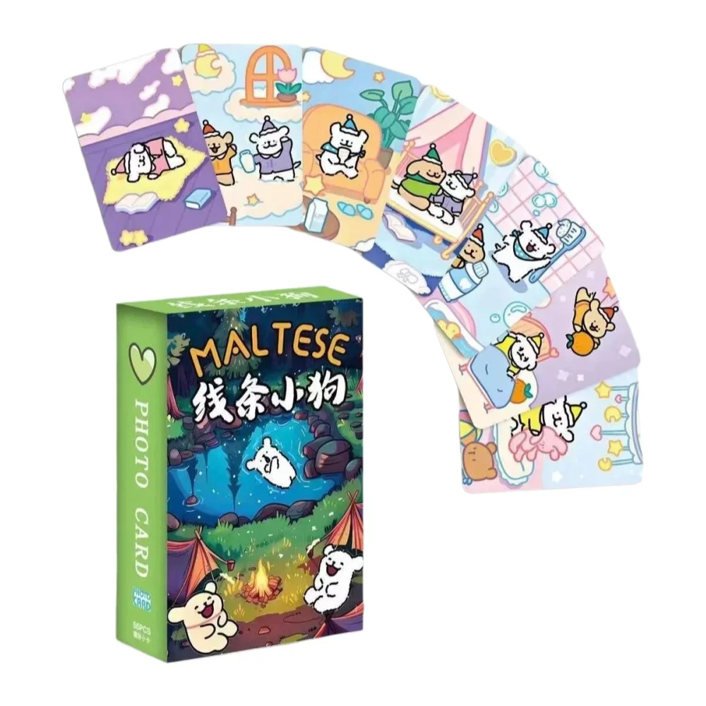 55 Pcs/Set Line Puppy Maltese Laser Lomo Card Cartoon Cute Dog Mini Postcard HD Photocard Fans Collection Gift