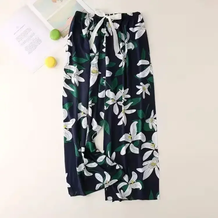 Women Cotton Casual Trousers Summer Loose Pajamas Home Pants Thin Wide Leg Pants Fashion Oversized Sleep Bottoms Korean Pants_ecoleips.com