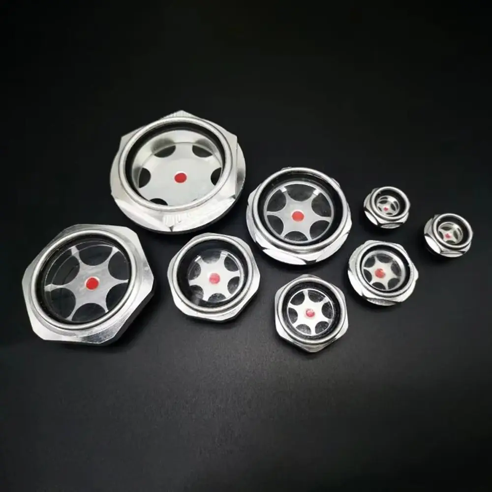 1Pcs G1/4 G3/8 G1/2 G3/4 Oil Sight Window Male Thread G1 G1-1/4 G1-1/2 BSP NPT Oil Level Sight Glass Aluminum Tempered Glass