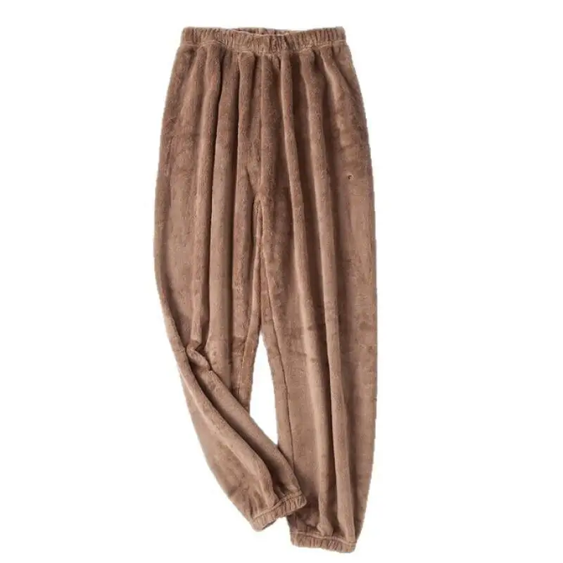 Женские пижамные штаны из кораллового флиса, свободный крой, зимняя теплая одежда для сна с длинными рукавами на флисовой подкладке, уютная домашняя одежда, повседневная одежда для дома