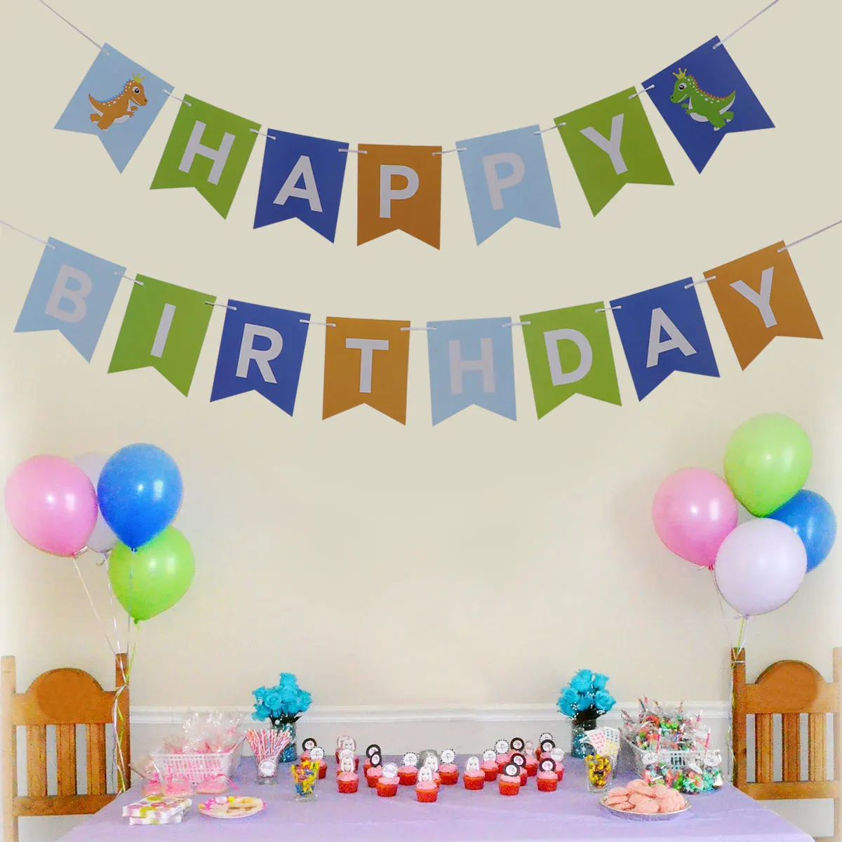 

Dinosaur Banner Garland Birthday Party Decor Fishtail Streamer Dino Theme Hanging Wall Fireplace Holiday Decor