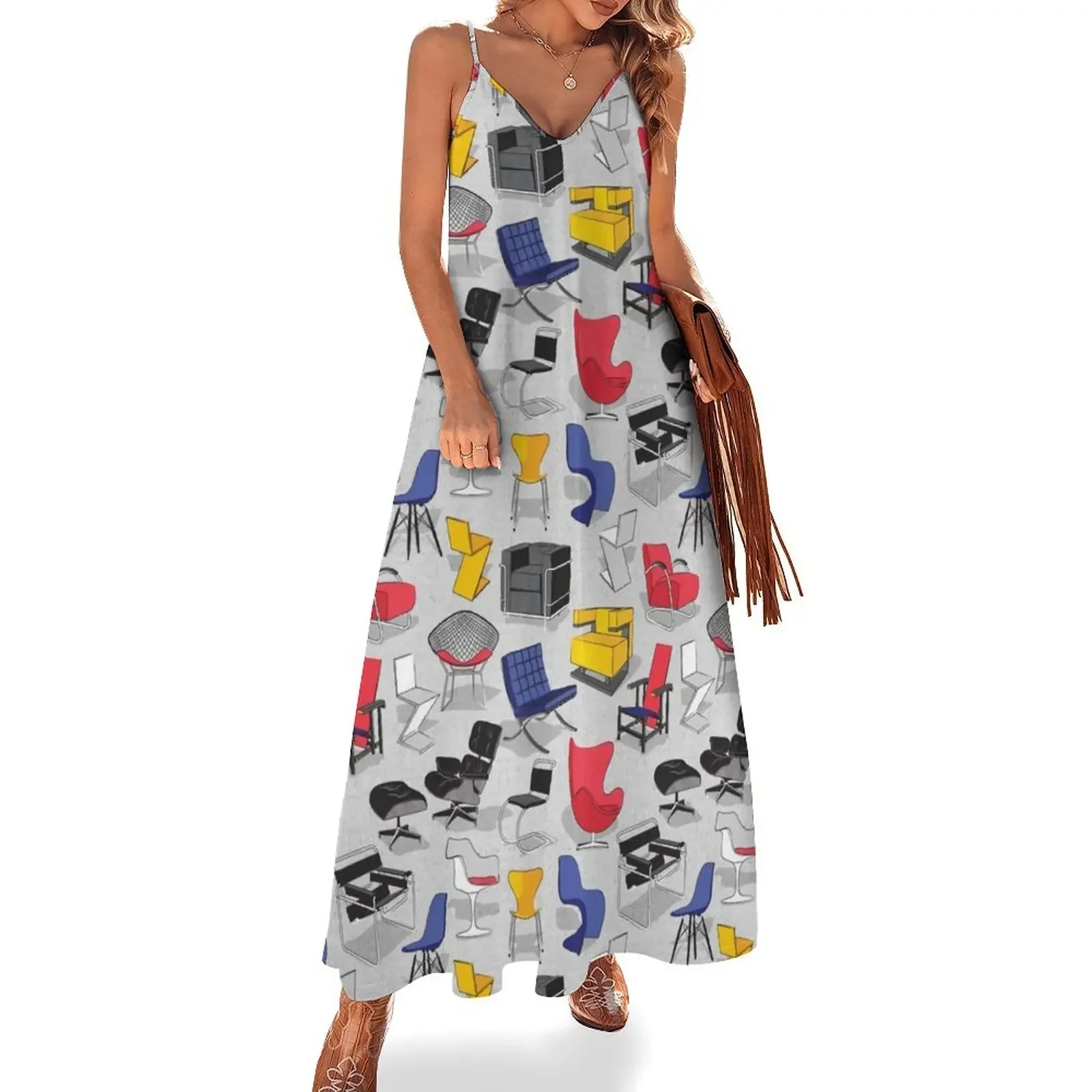 

Have a seat in Bauhaus style and influence // cardboard grey background Sleeveless Dress fairy dress Dress