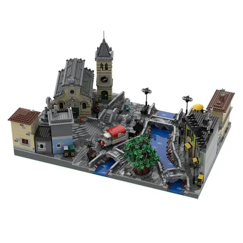 Popular Street View Model MOC Building Bricks Water Retro Town Modular Technology Gifts Holiday Assemble Children Toys Suit