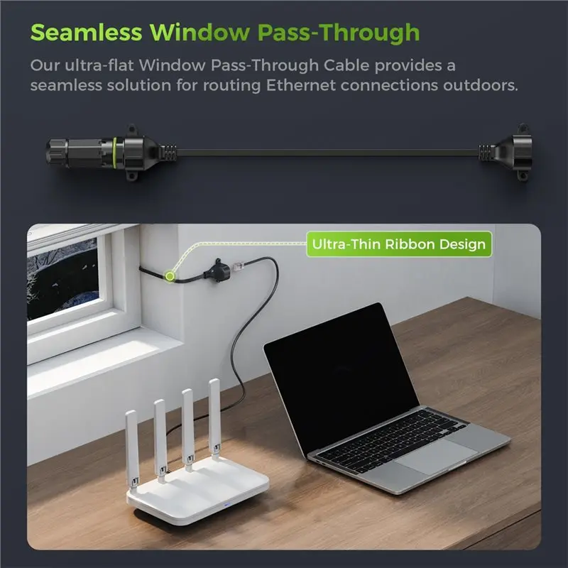 A97I-Ultra-Thin Flexible Window Ethernet Cable 1000Mbps Poe Drill-Free For SPX Outdoor Window Pass Through Network Cable