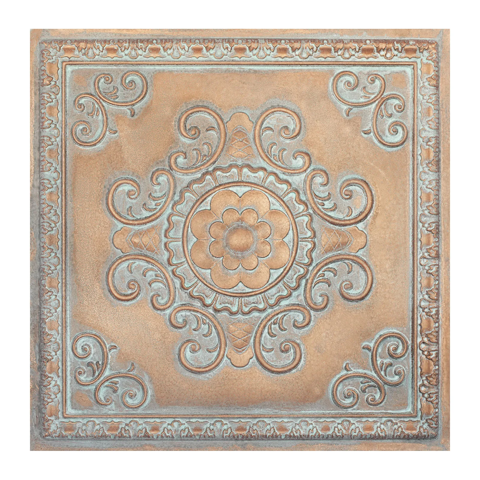 Vintage Pattern Tin Ceiling Tiles Decorative Wall Panels for Cafe Club PL08 Weather copper 10pcs/lot