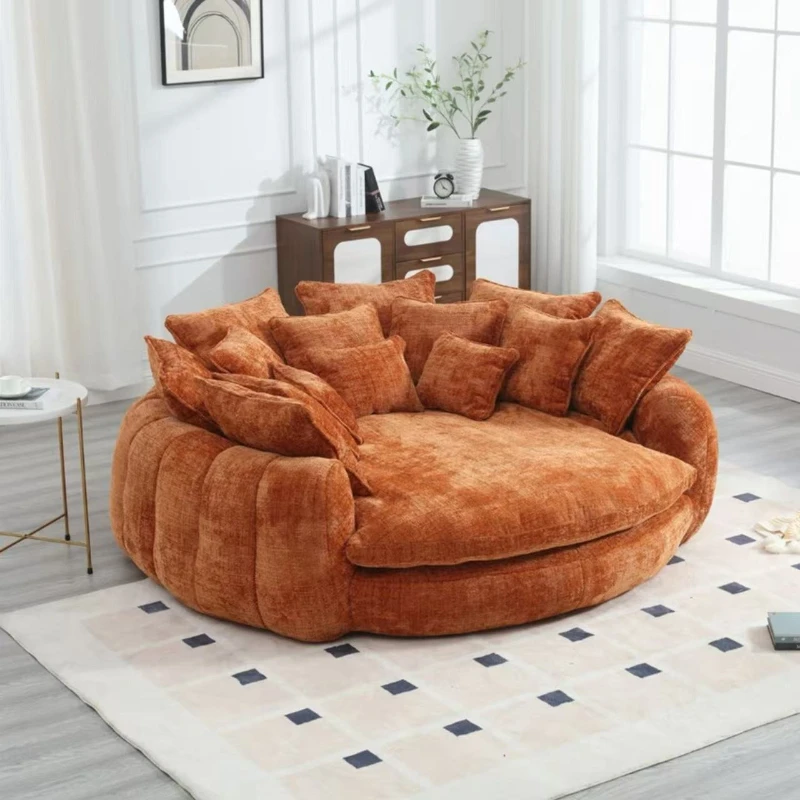 

Italian minimalist new round bread fabric sofa small apartment living room modern simple Internet celebrity lazy sofa bed