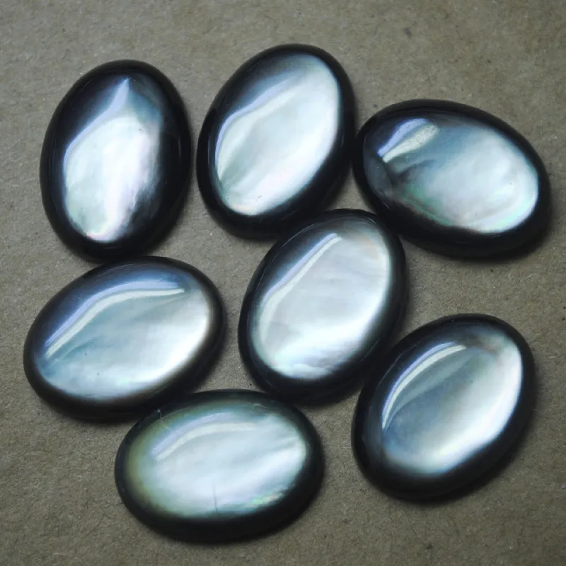 5PCS Natural White Black Shell Cabochons Mother Of Pearl Cabs Oval Shape 13X18MM DIY Jewelry Top Arrivals Good FOR your