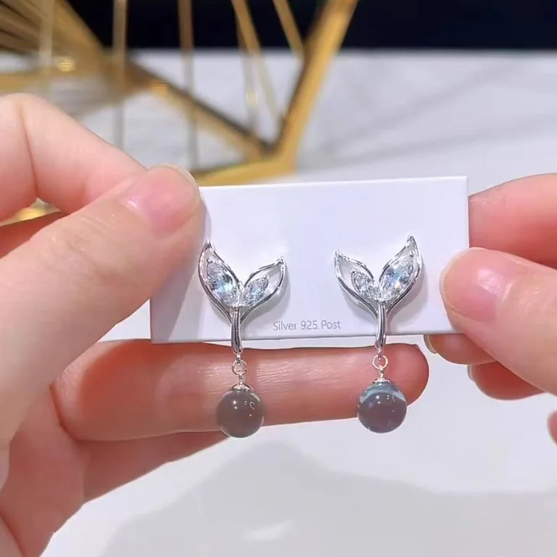 يوم الصيف عطلة نمط كريستال ذيل السمكة الأزرق الدموع قلادة وأقراط للنساء الأزياء الإكسسوارات والمجوهرات هدية عيد ميلاد #5