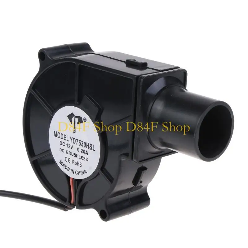 

D84F 12V 7cm 7530 Barbecue Grill BBQ Fan Oil Bearing Blower With Air Duct 3700RPM Large Air Volume High-speed 5.5x2.1mm