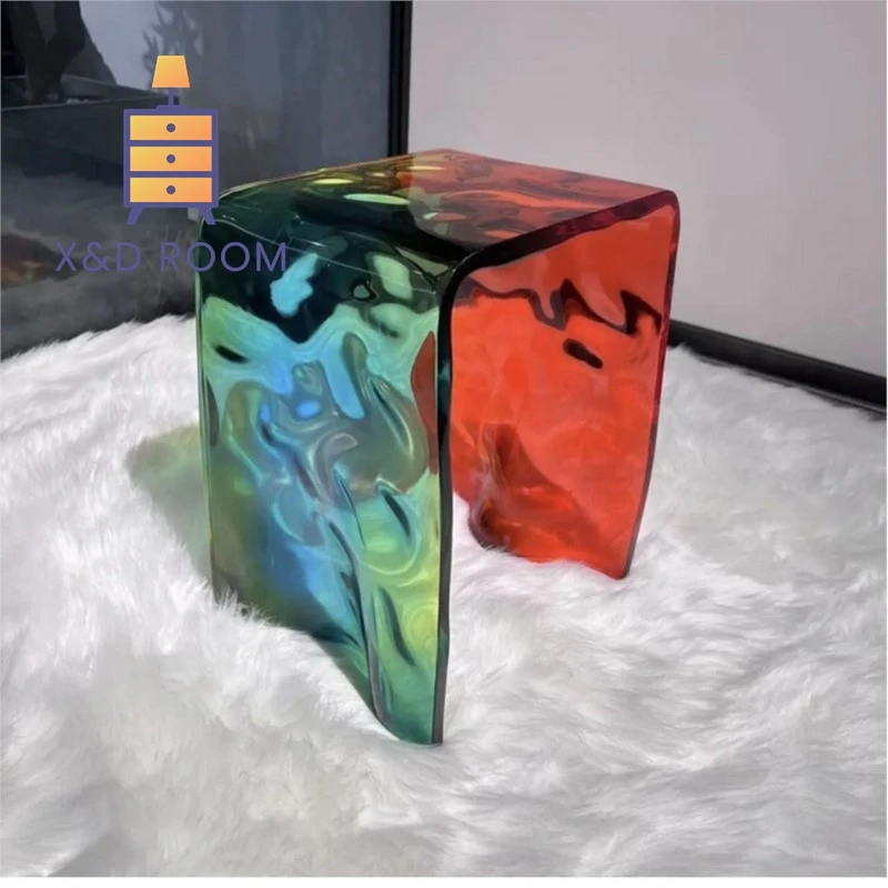 X&D Acrylic Rainbow Stool Colorful Shoe Changing Chair Casual Stools Transparent Bathroom Stools Internet Famous Dressing Stools