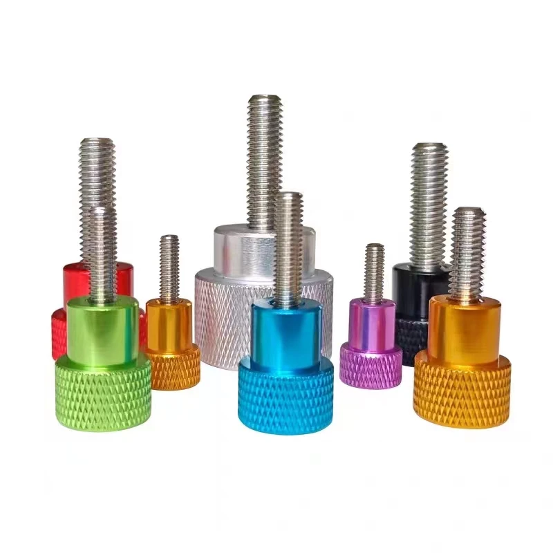 1pcs M3 M4 (D12x12 ) Aluminum Thumb Screw Aluminum Alloy Knurled Head + Stainless Steel Thread Hand Grip Knob Step Bolt Screws