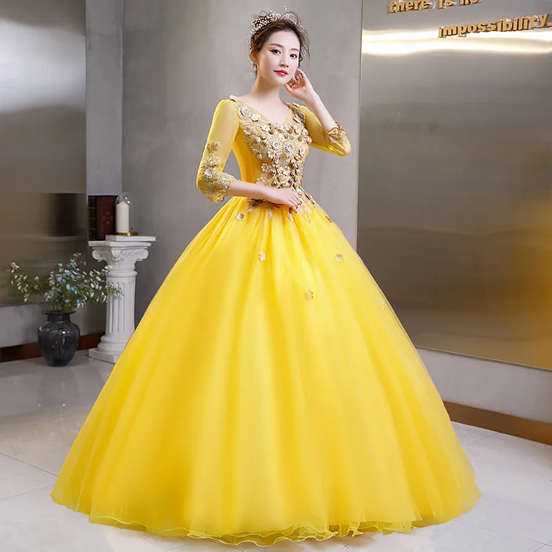 Vestido de casamento pescoço barco com pérolas e apliques pérola, vestido de baile amarelo, bordado na moda net, barato por atacado, SWS-150, plus size