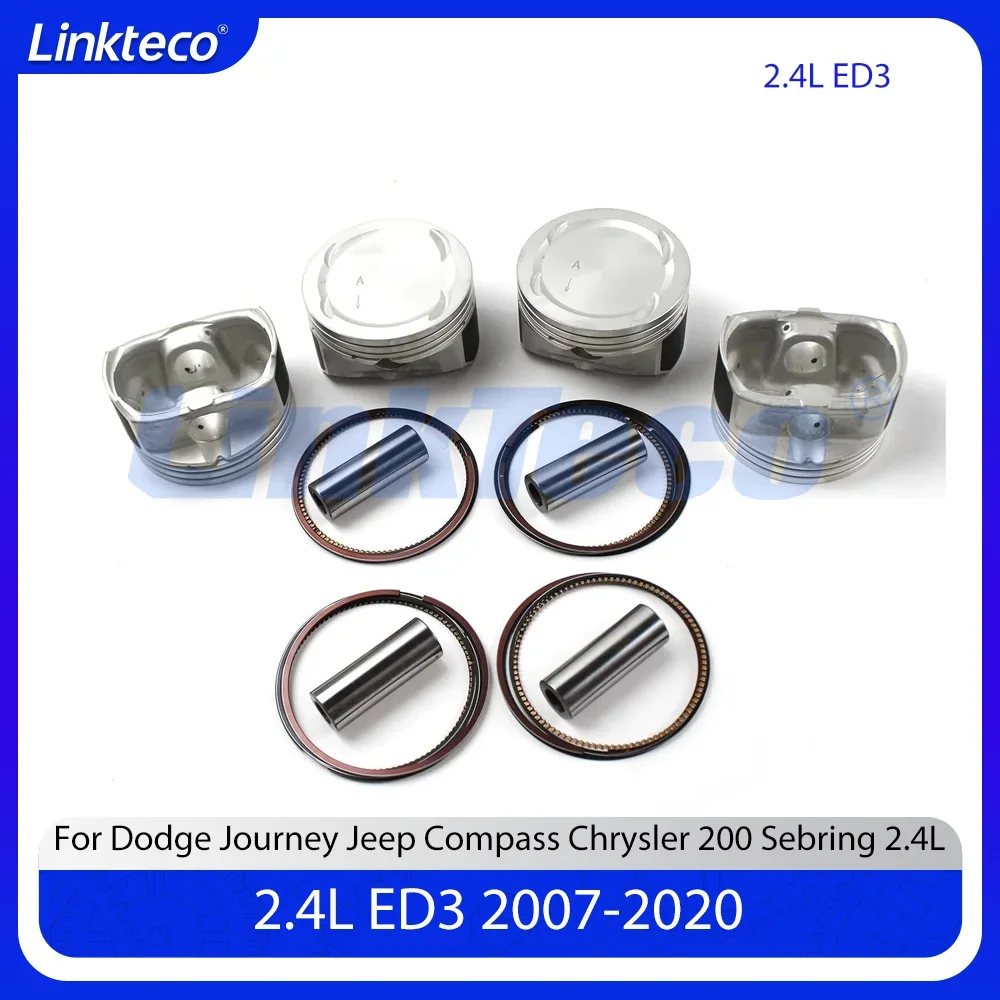 Engine 4PCS Piston With Ring Set Fit 2.4 L GAS ED3 For 2007-2020 Dodge Journey Avenger Chrysler 200 Jeep Compass Patriot New