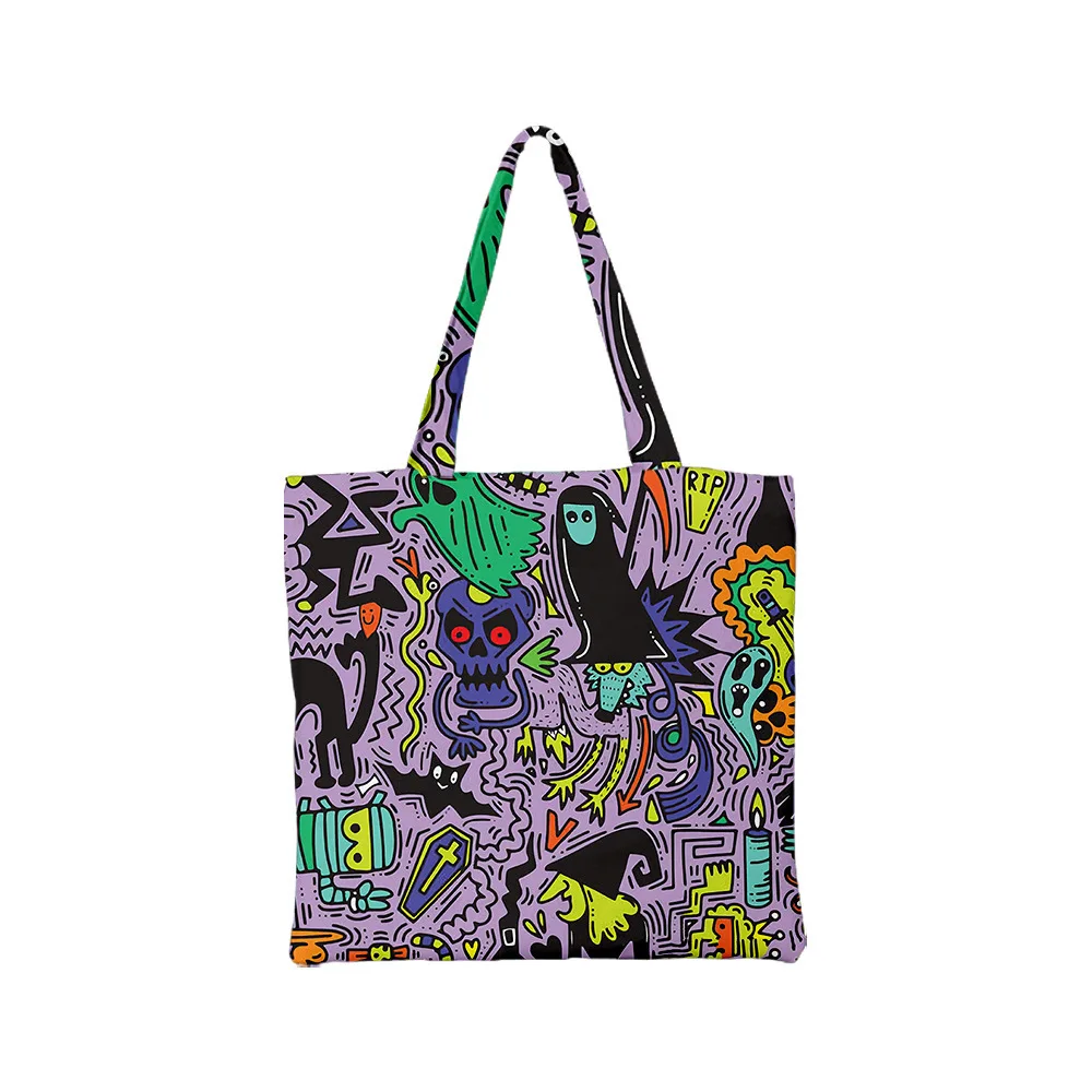 Popular Novelty Cartoon Cool Monster Tutoring Class Tutoring Remedial Bags Storage Canvas Bag One-shoulder Shopping Handbag