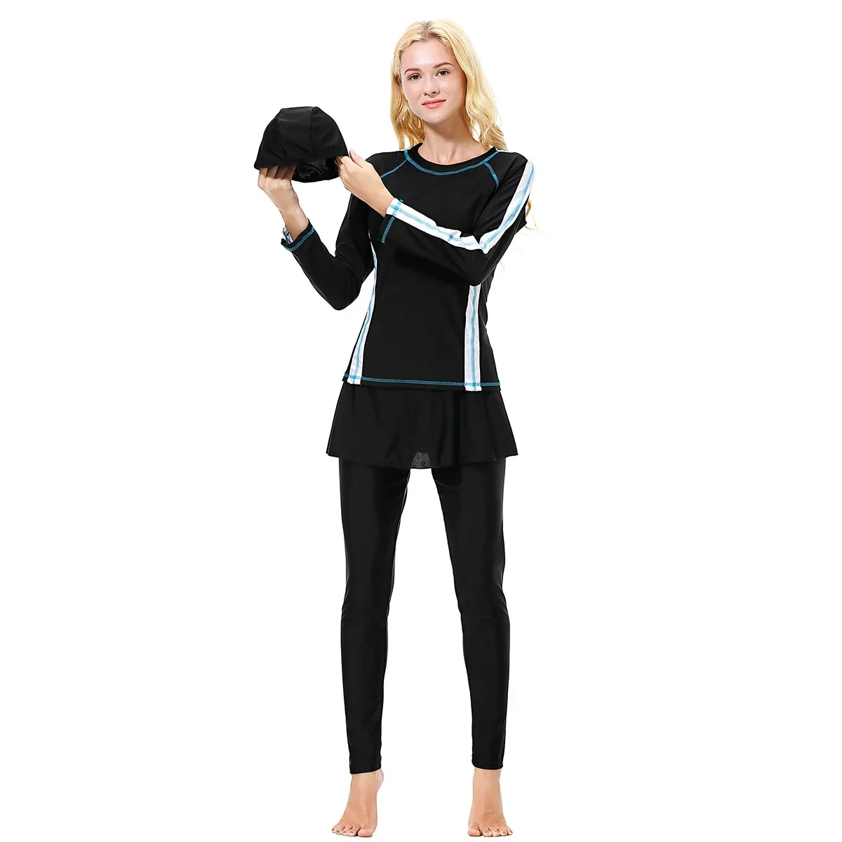 2026 New Plus Size Swimwear Muslim Modest Swimsuit for Women Islamic Burkini Long Sleeve Bathing Suit Swimming Beach Wear Dress