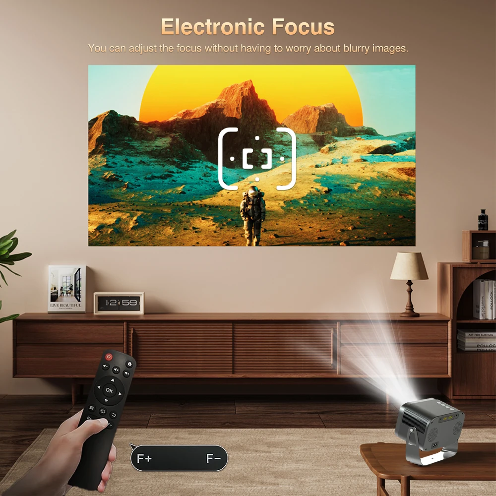 Touyinger HY320 Mirror Version Semi-Enclosed Same Screen Wi-Fi Portable 360° Rotating 1080P Home Theater Projector