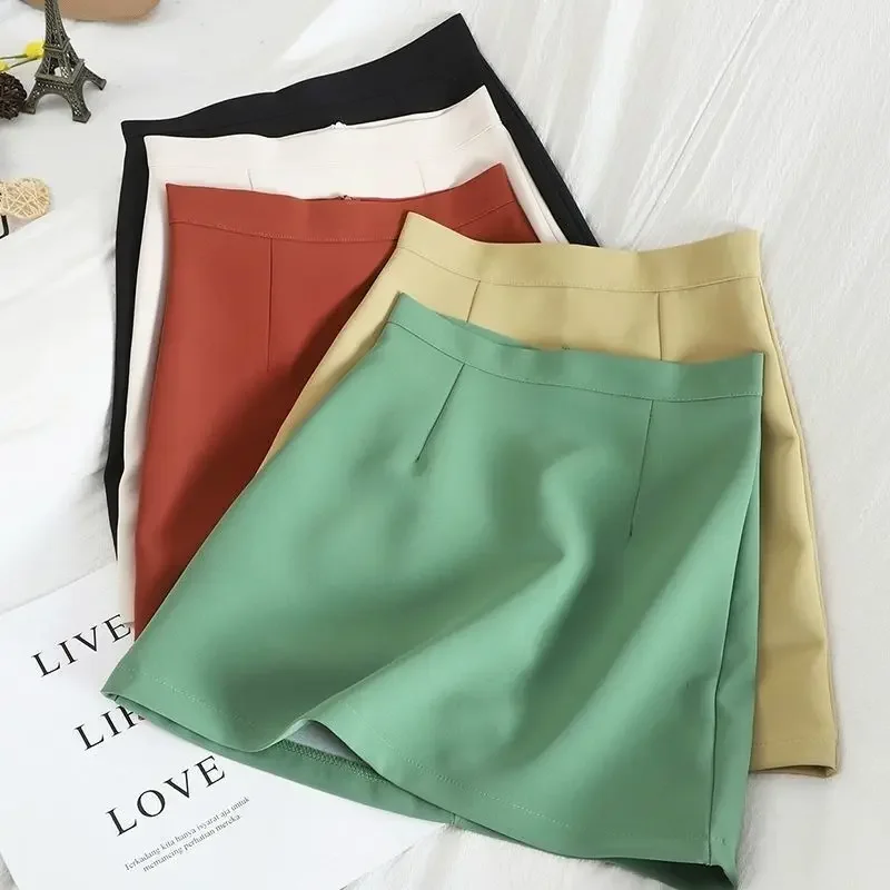 Sexy Women Summer High Waist Anti-Glare Skirt Solid Color A-line Mini Skirt Lady Short Bodycon Skirt Fashion Girl Y2k Clothes