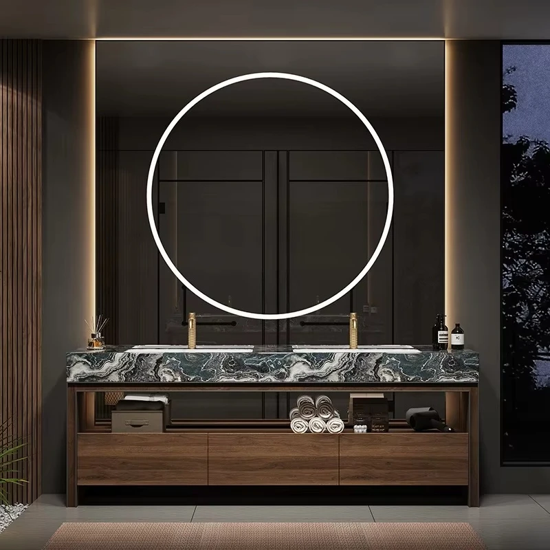 &c Solid wood bathroom cabinet, wash basin, toilet, wall-mounted drawer, dressing table with wash basin