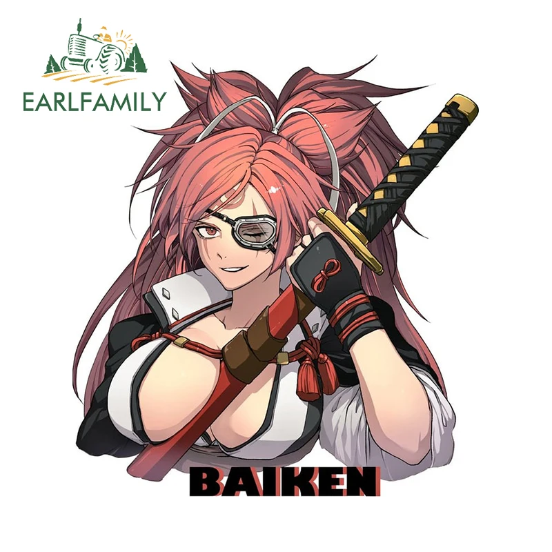 EARLFAMILY 13cm x 12cm Baiken Samurai Car Sticker Fighting Strategy Game Amusing Accessories Waterproof Decal Styling Decoration