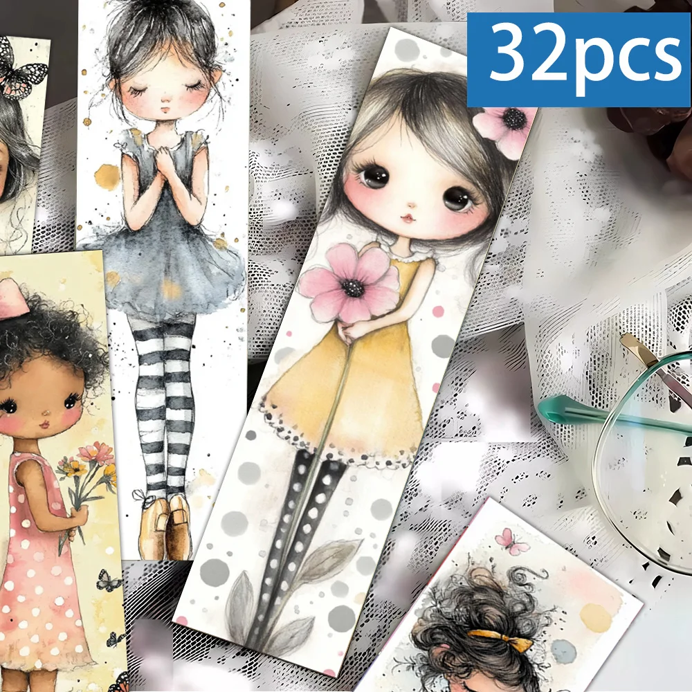 32pcs, Flower Girl Theme Bookmarks, Christmas, Teacher Gift, Back-To-School Holiday Gifts, Creative Artistic Designs