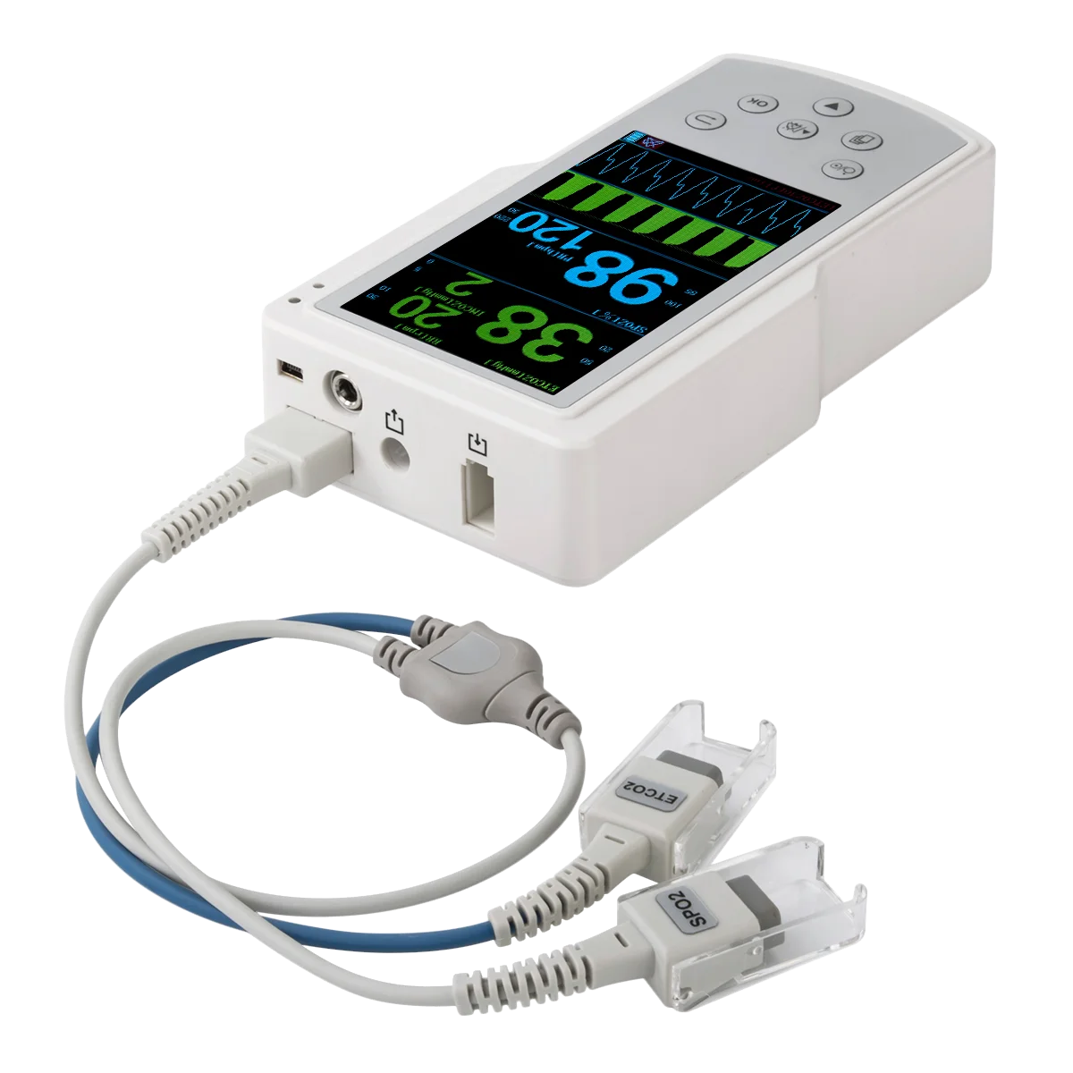 

CA100 Handheld Pulse Oximeter and ETCO2 Monitor Rechargeable 5 Inch SPO2 Capnography Built-in Battery