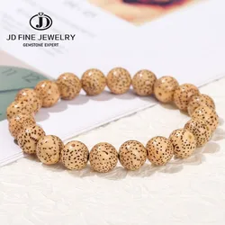 JD Natural Wooden Bead Yellow Star Moon Bodhi Bracelets Women Men Single Circle Buddha Prayer Yoga Meditation Hand String Gift