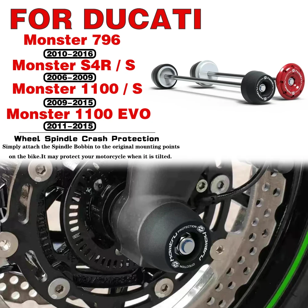 

For DUCATI Monster 796 2010-2016 S4R/S 2006-2009 1100/S 2009-2015 1100 EVO 2011-2015 Front Rear Wheel Spindle Crash Protection