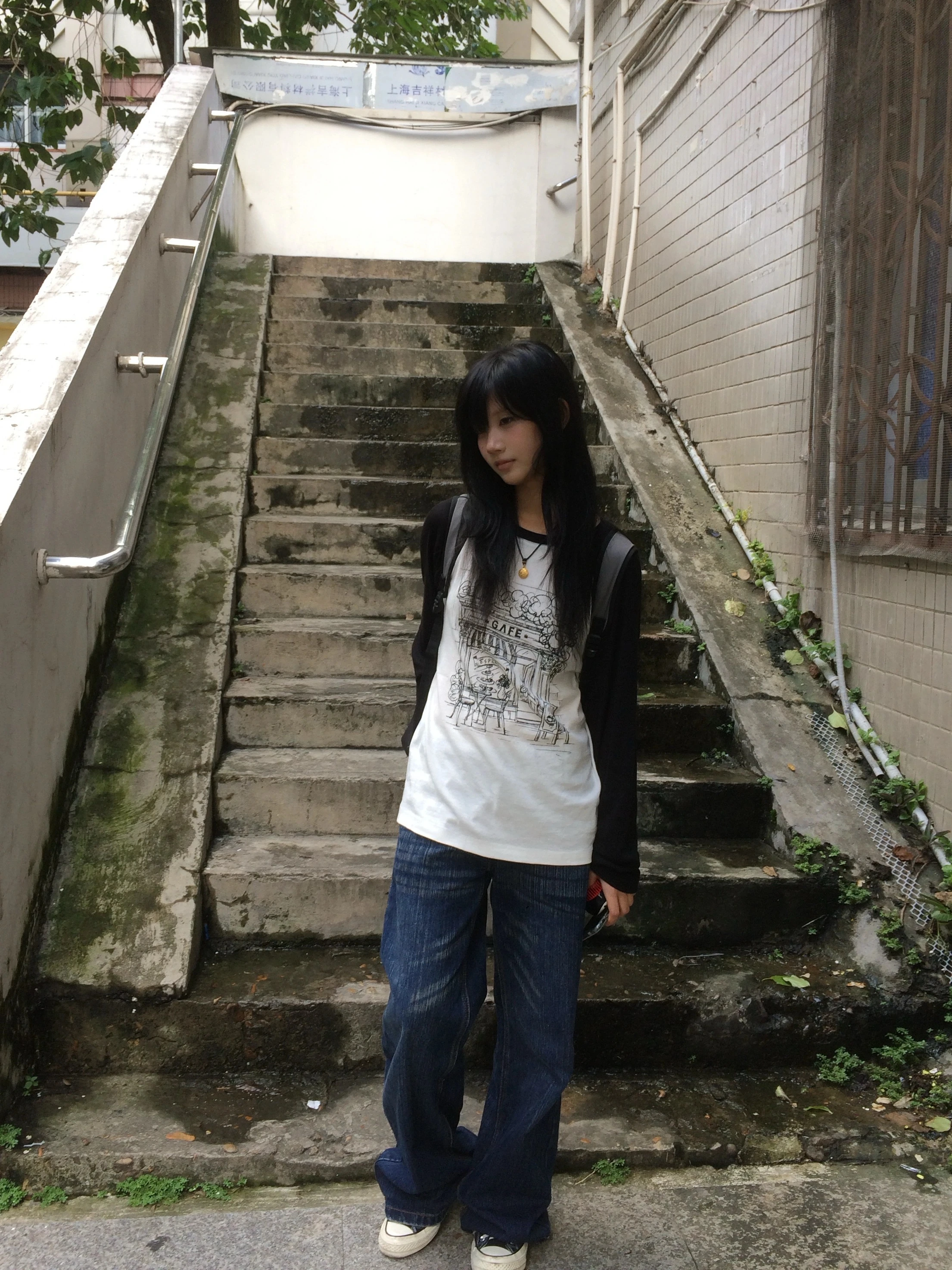 Karrram Japanisches Y2k-T-Shirt mit handgezeichnetem Muster, 2000er-Jahre-Stil, langärmeliges Patchwork-Oberteil, Vintage-Harajuku-Streetwear, amerikanischer Retro-Look. – Detail 9