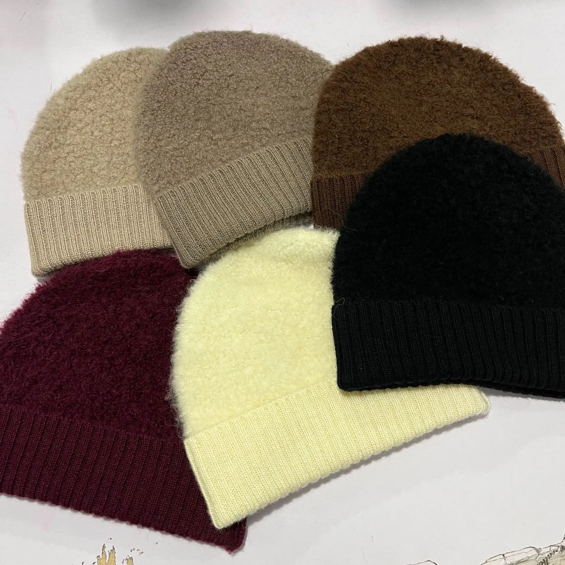 

Pure Wool Knitted Hat Hugger Toque Cap Stocking Head Watch Wool Towel Embroidery Men Women Autumn Warm Winter 8M104