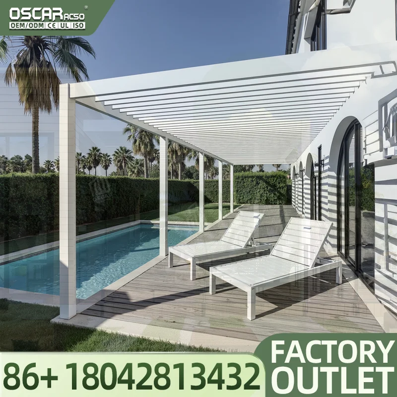 2025 New Design Manual Sun Shading & Ventilation Aluminum Louvered Roof System with Powder Coated Frame for Garden Backyard and