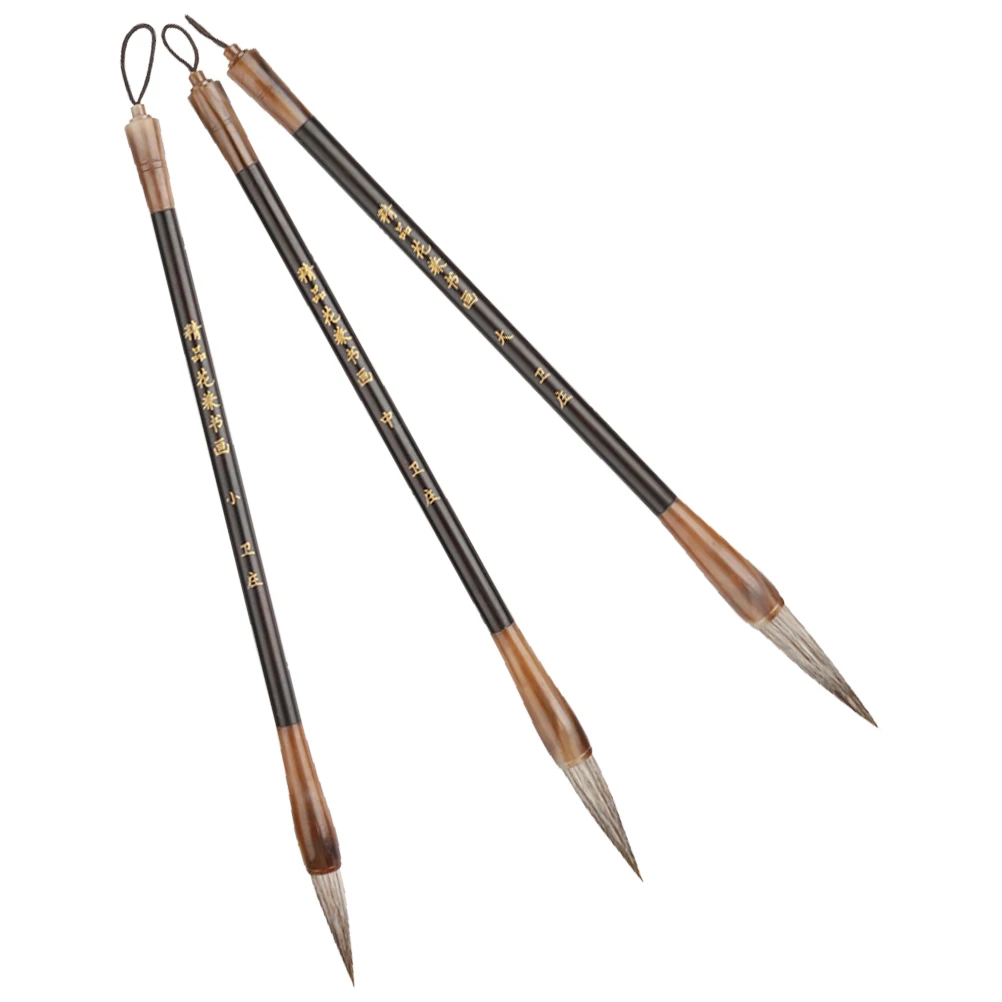 

3 Pcs Chinese Calligraphy Brush Set Premium Material Lightweight Painting Horse Hair Drawing Tool Watercolor Stationery