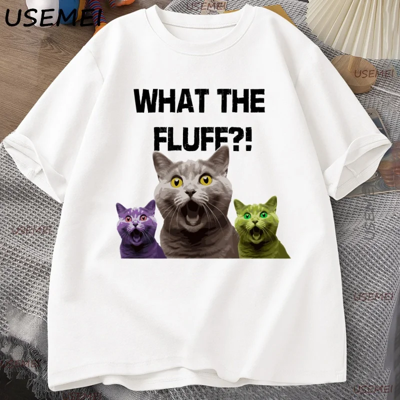 

Футболка What The Fluff Cat Y2k Мужская женская одежда Повседневная хлопковая футболка с коротким рукавом и круглым вырезом Мужская одежда Уличная одежда Топы