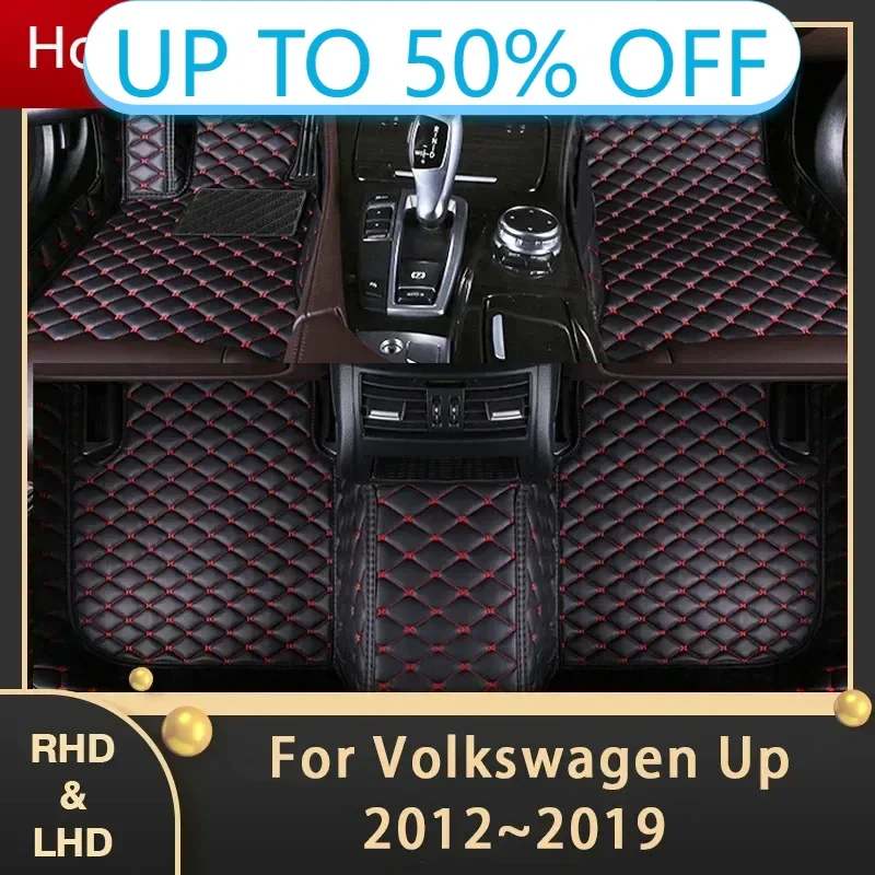 Car Floor Mats For VW Volkswagen Up 2012~2019 Custom Auto Foot Pads Leather Carpet Interior Accessories 2014 2015 2016 2017 2018