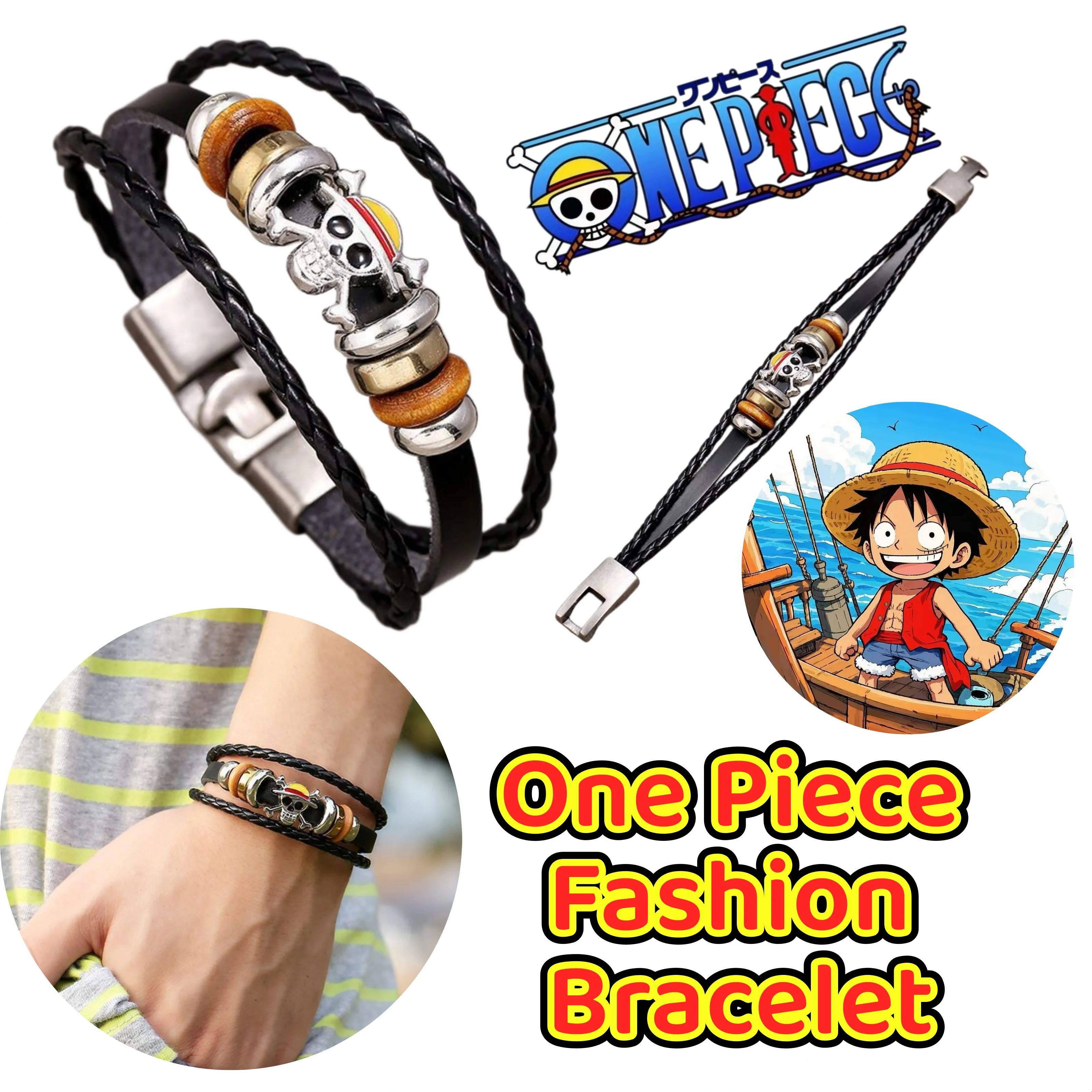Pulsera Creativa de One Piece, Luffy, Soron, Fruta del Diablo, Diseño Retro, para Estudiantes y Parejas