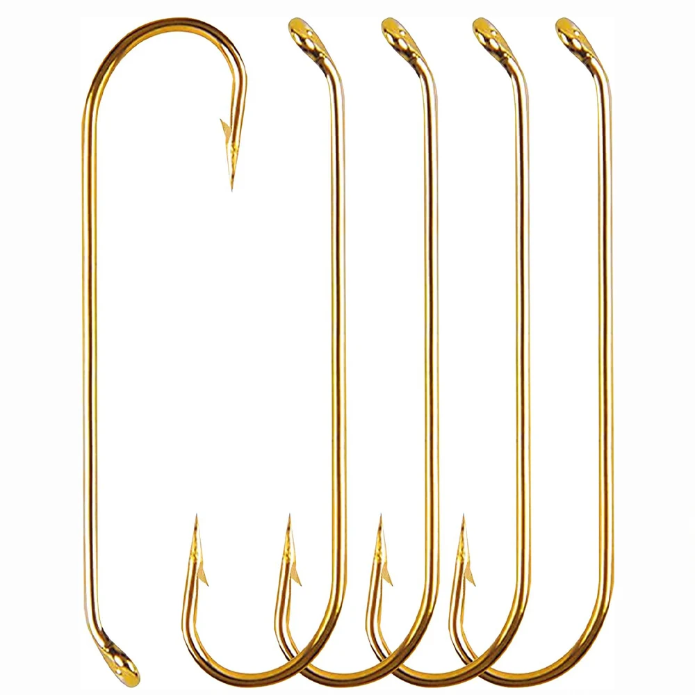 200Pcs Gold Fly Tying Hooks Aberdeen Hooks Long Shank Dry Wet Nymph Streamer Fly Fishing Hooks Jig Flies hooks