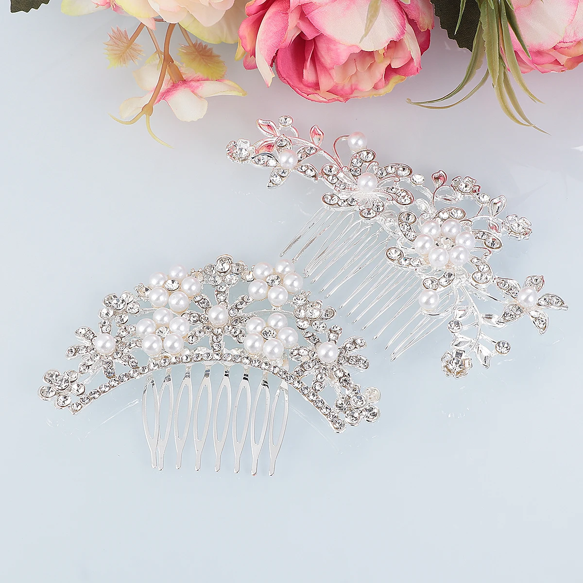 

4pcs Pearl Hair Comb for Bride Bridal Headdress Wedding Rhinestone Accessory Elegant Beads Shiny Durable Quality Prom Party