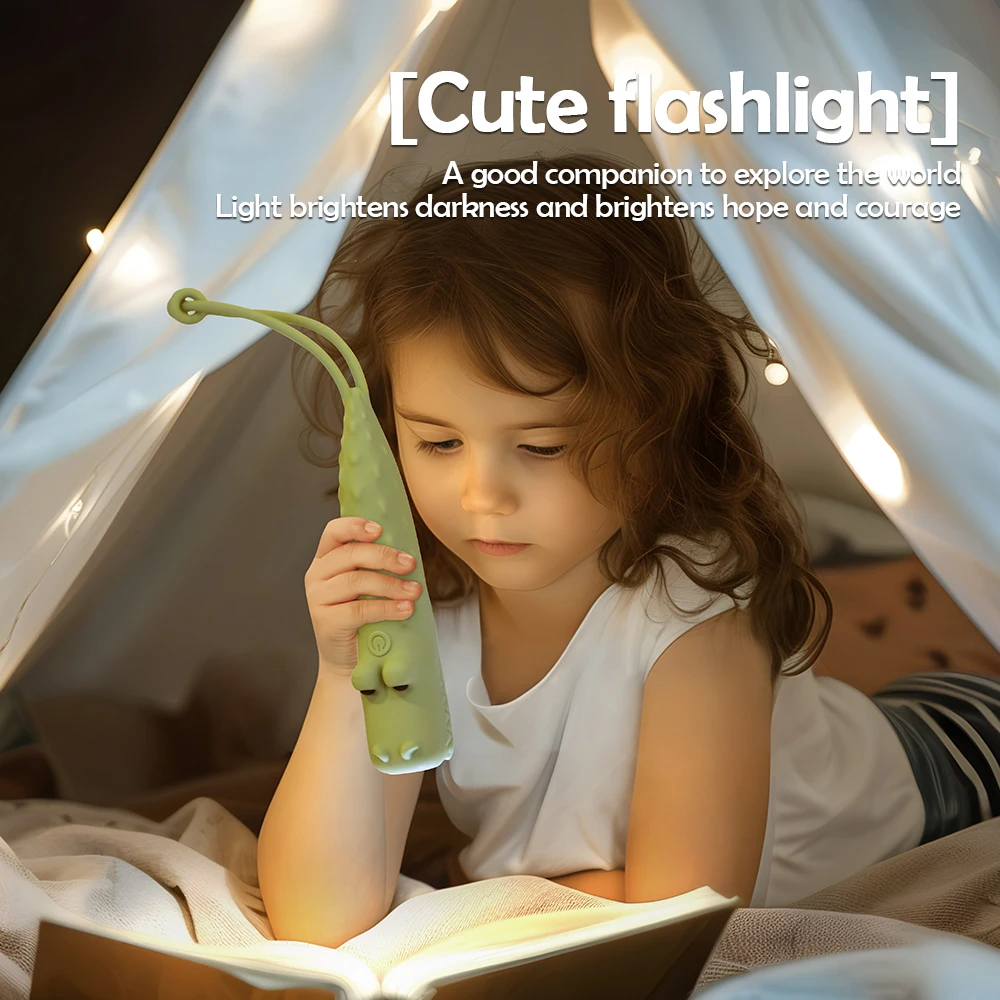 

F2 Rechargeable Flashlight Safety Silicone Unicorn Night Lights Kids Animal Cartoon Dimming With Lanyard Bedroom Cute Room Decor