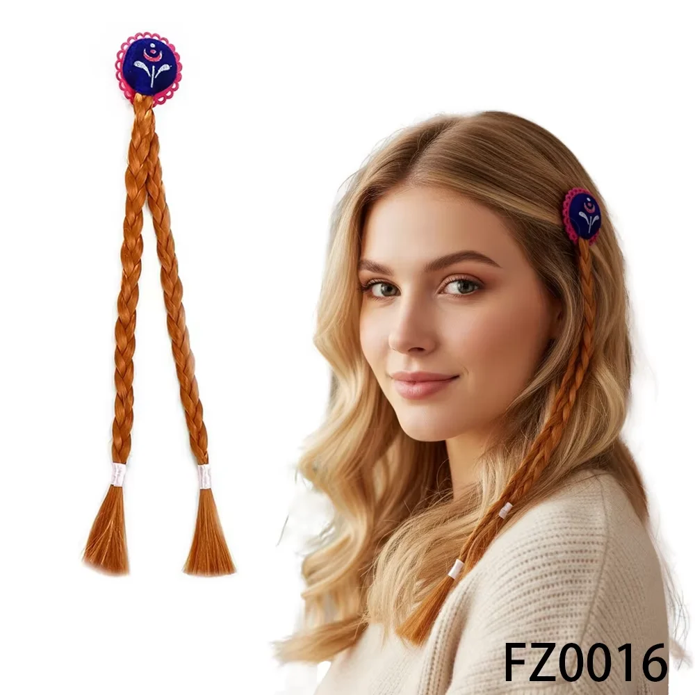 

PESENAR Коричневый плетеный парик, заколка для волос с вышитыми деталями, аксессуар для ролевых игр и костюмов