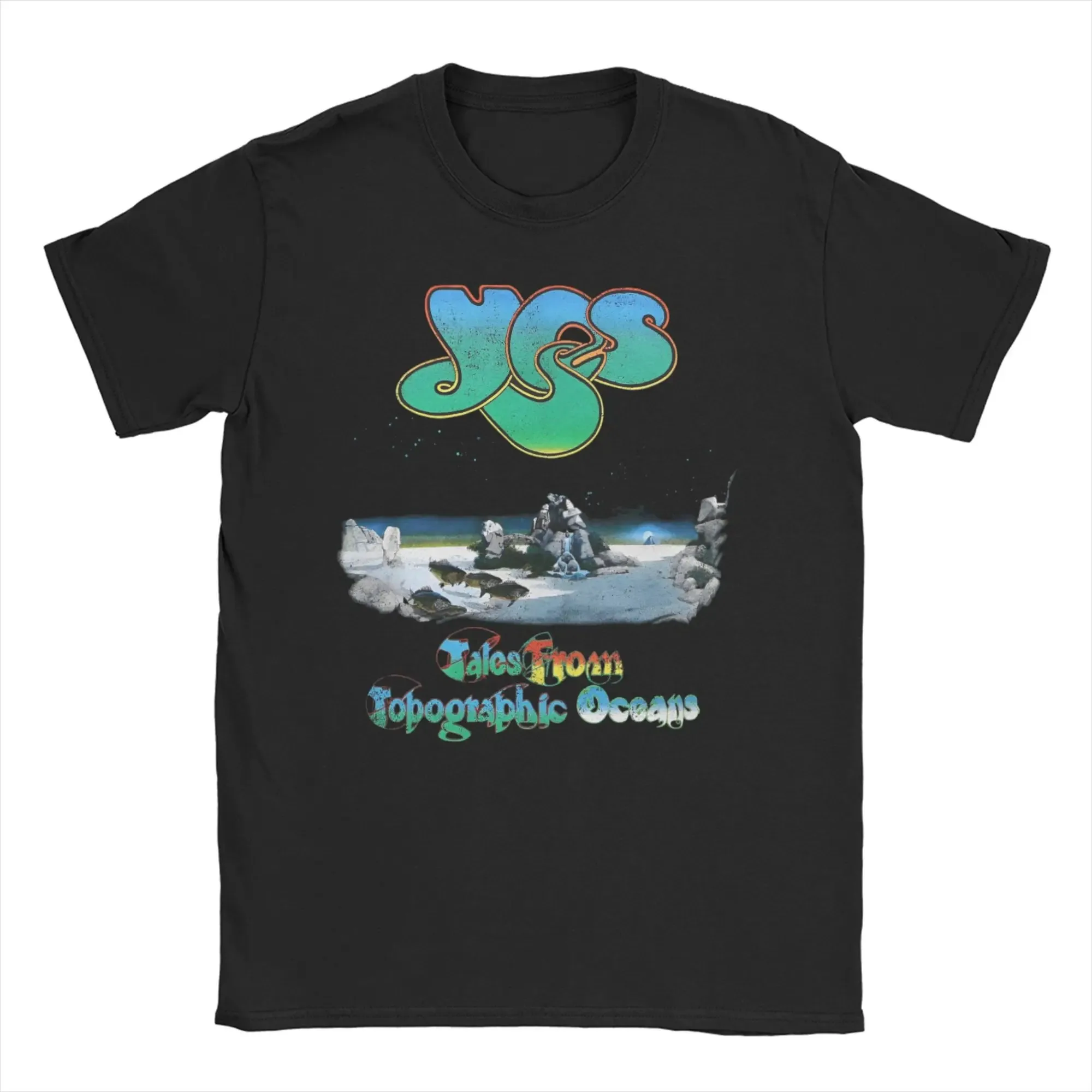Camiseta Oversize de Algodão com Estampa do Álbum Clássico YES, Progressive Rock, Tales From Topographic Oceans, Moda Masculina e Feminina
