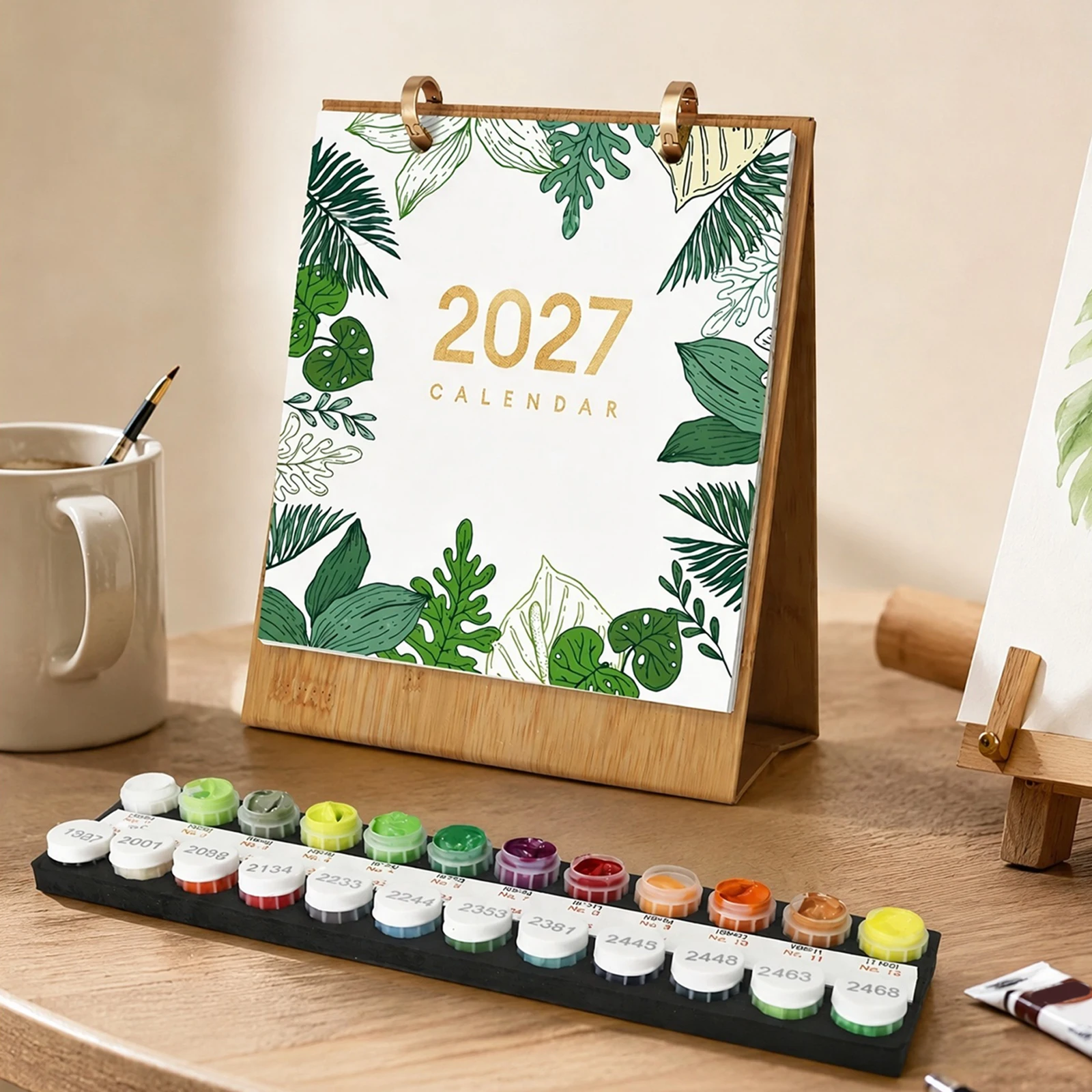 DIY Monthly Desk Calendar with Pre-Printed Canvas & Paints 2027 Edition Handmade Desk Calendar Unique Gifts for New Year