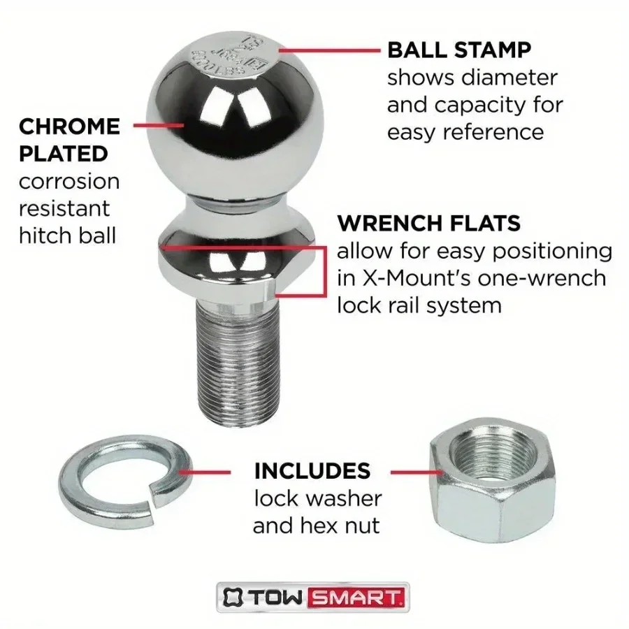 

Industrial Ball Puller 2" Chrome, 1.25" Rod, 10000 lbs - Heavy Duty Towing for Trucks & Trailers