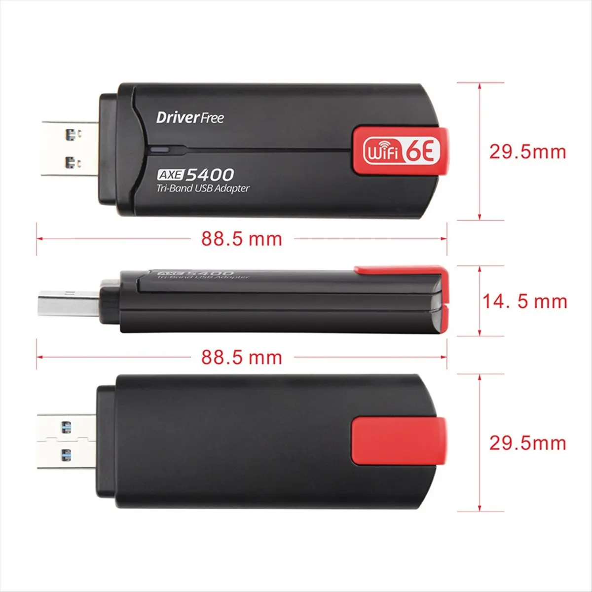 AX5400 WiFi6E Adapter 5400Mhz USB3.0 Adapter 2.4G/5G/6Ghz WiFi Adapter WPA3 802.11AX Wireless Network Card for Win 10/11