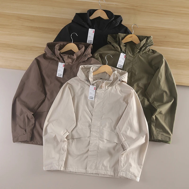 

Мужская весенняя куртка 2024, ветрозащитная водонепроницаемая рабочая одежда с капюшоном для пары, замена джета для примерочной