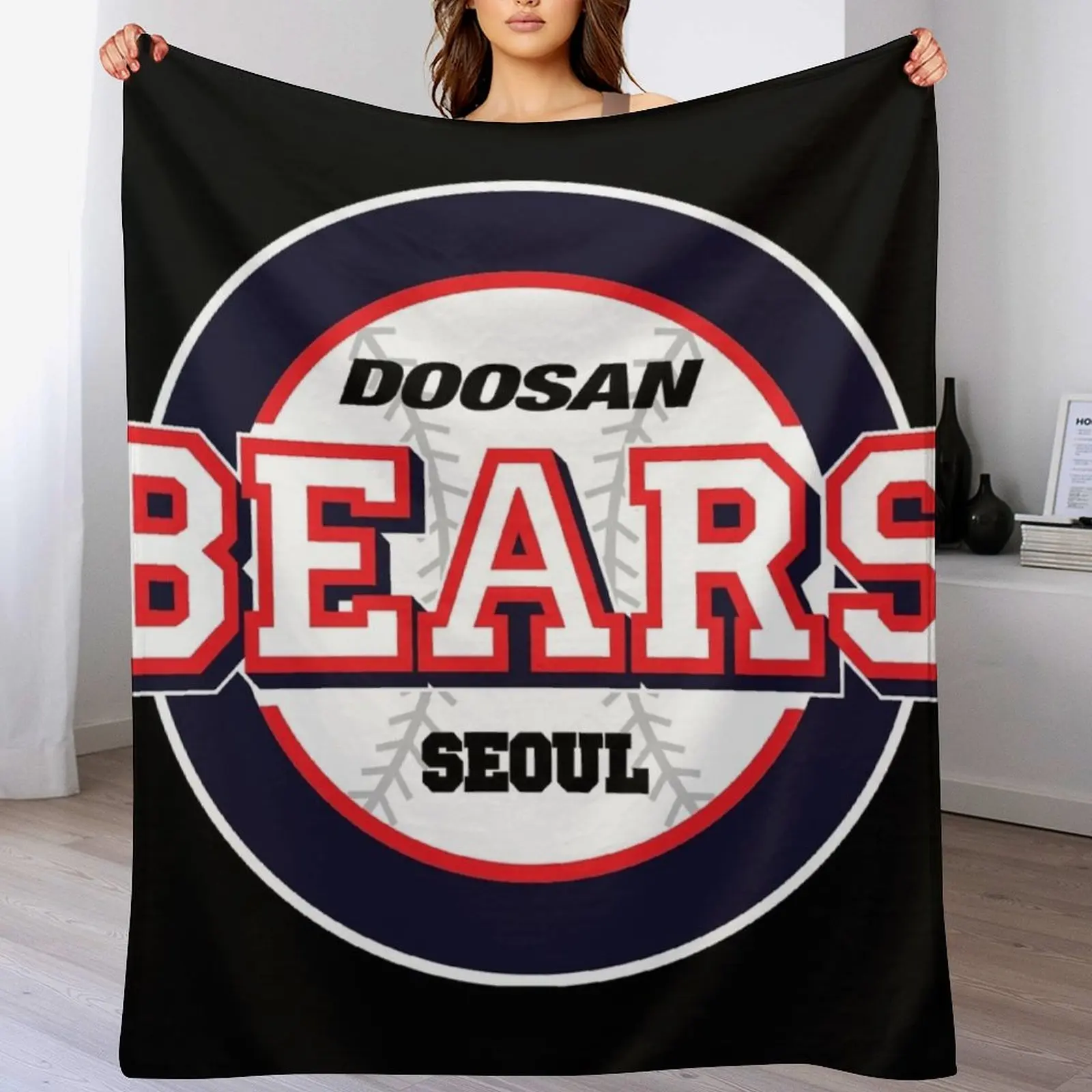 DOOSAN BEARS Throw Blanket Personalized Gift funny gift for winter bed plaid Blankets