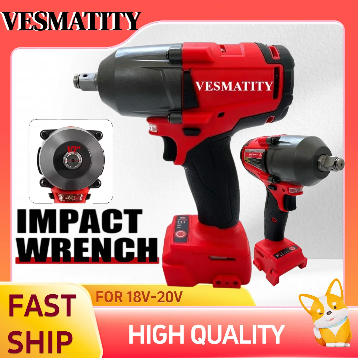 Impact Wrench  Cordless Electric Wrench Large Torque Car Truck Repair Power Tools Fit Milwaukee Battery
